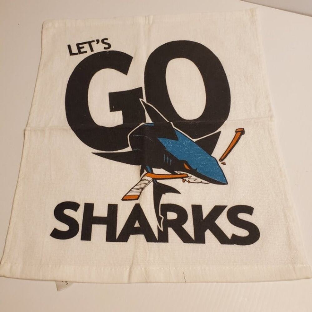Set of 2 San Jose Sharks NHL Hockey Hand Face Towels 18 x 15